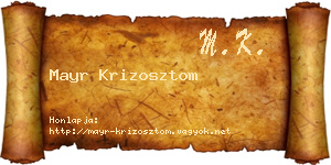 Mayr Krizosztom névjegykártya